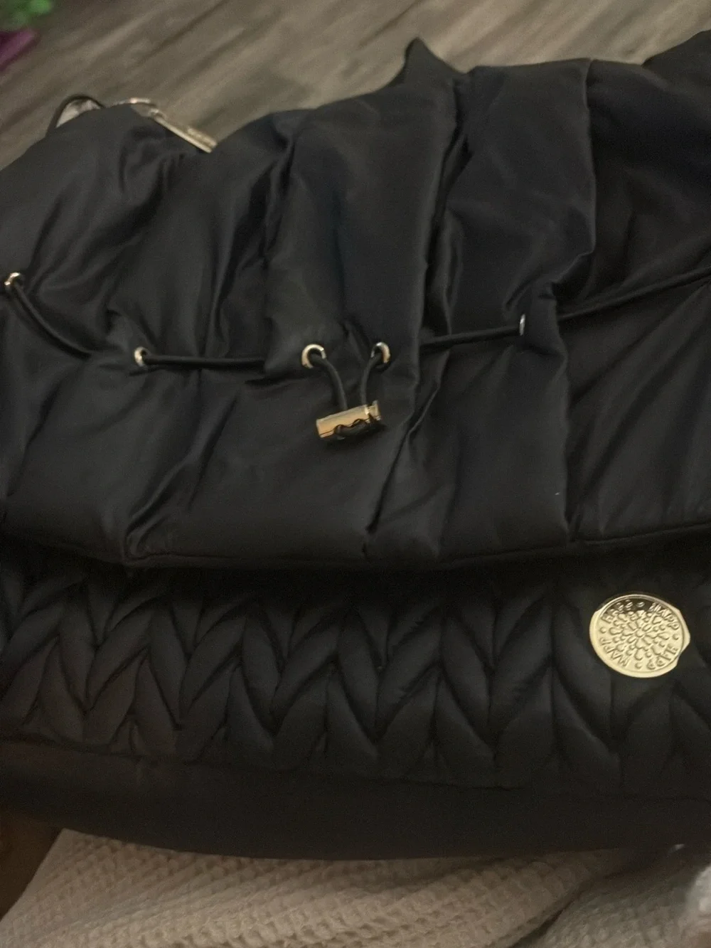 Black Quilted Baby Bag Diaper Backpack
